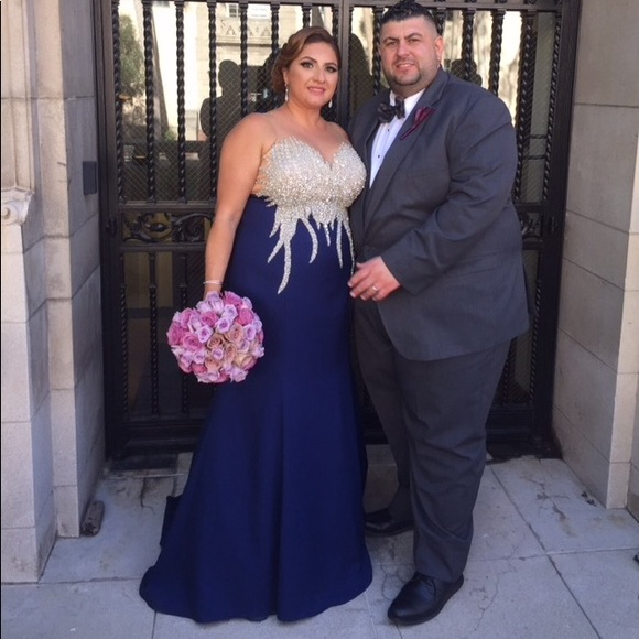 Tarik Ediz Dresses & Skirts - Tarik Ediz Navy blue dress in size 18